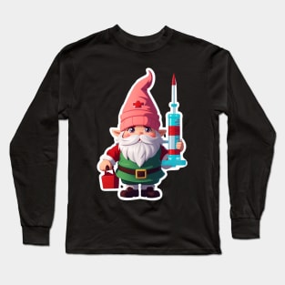 Christmas Nurse Santa Gnome Long Sleeve T-Shirt